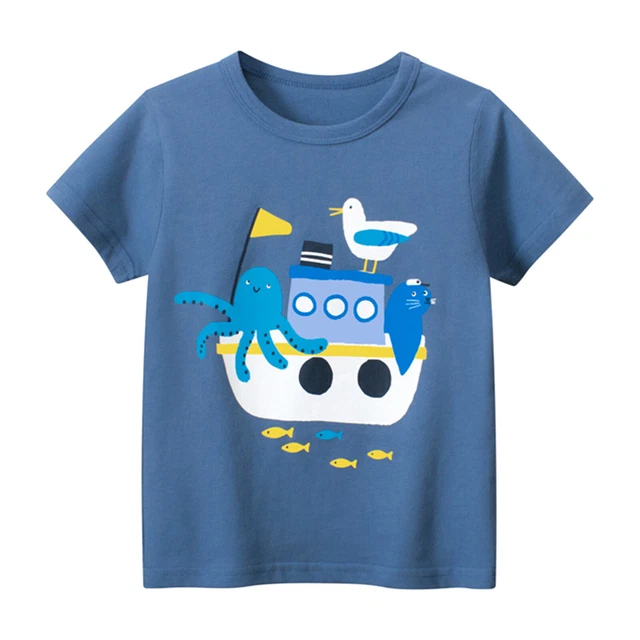 Summer Toddler Boys Girls Short Sleeve Cartoon Prints Casual Tops For Kids