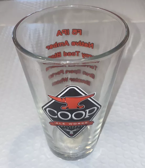 COOP Ale Works COOP BLACK DIAMOND RED ANVIL Craft Beer Pint Shaker Glass - OKC