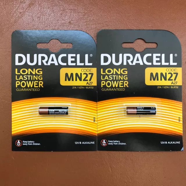 2 x Duracell MN27 A27 12V Alkaline Battery 27A GP27A EL812 FOR REMOTES