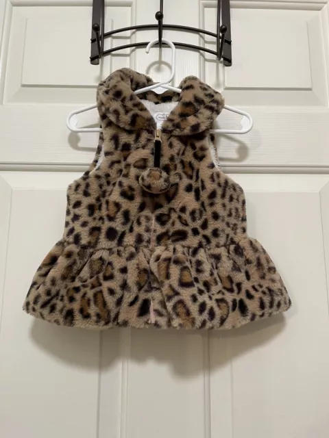 NWT! Mud Pie Faux Fur Animal Leopard or Cheetah Vest Lined 12-18 Mth. Girl