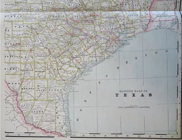 Texas Dallas Houston El Paso 1887-90 Cram scarce large detailed two sheet map 3