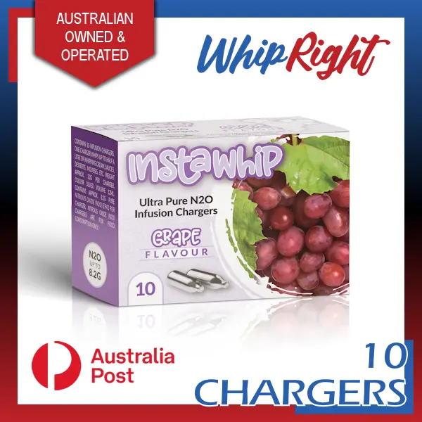 Instawhip Grape Infusion Cream Chargers 8.2G 10 Pack X 1 (10 Bulbs) Fruit