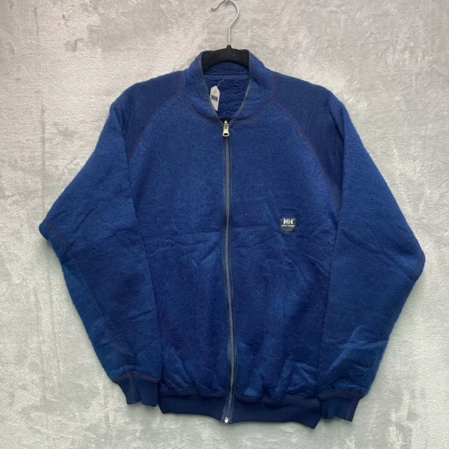 Vintage Helly Hansen Fleece Jacket Men’s Medium Blue Full Zip 80s Deep Pile