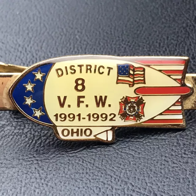 VFW Rocket Ship Tie Pin Bar Tack Clamp Ohio District 8 1991-1992 USA Veterans