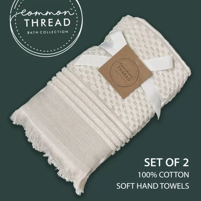 SET OF 6 New Common Thread Bath Hand Tip Towels Set Yellow w