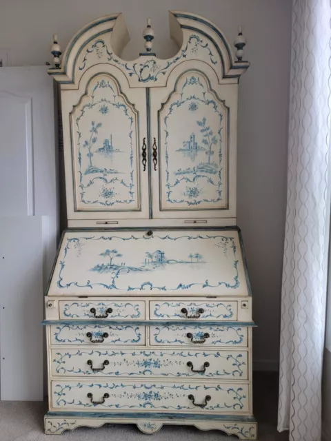 20th C. French Style Painted Chinoiserie Secretary Desk