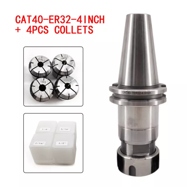 CAT40-ER32-4inch High Precision Chuck Floating Tap Holder Durable with 4 Collets