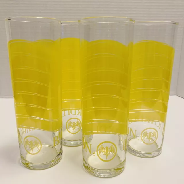 Bacardi Limon Rum Cocktail Glasses Tall Highball Tumbler Barware Lot Of 4 Yellow