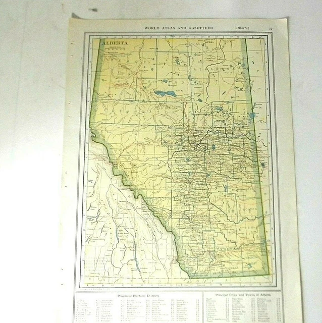 British Columbia Alberta Canada Color Map Book Illustration plate Antique 1921