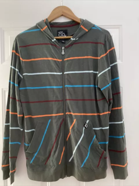 Volcom Men's Full Zipper Multicolor Striped Long Sleeve Hoodie - Size M