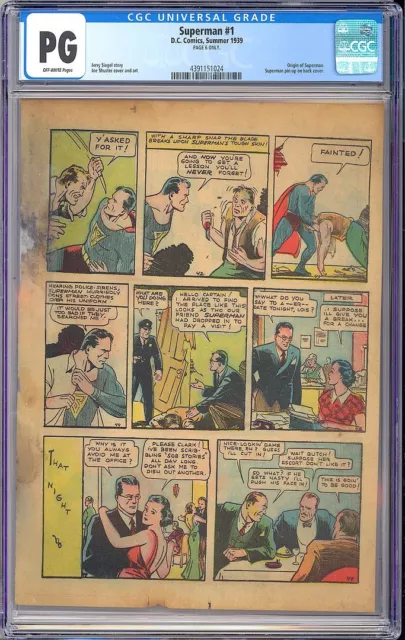 Superman #1 Golden Age Classic Origin Vintage DC Superhero Comic 1939 CGC PG 6