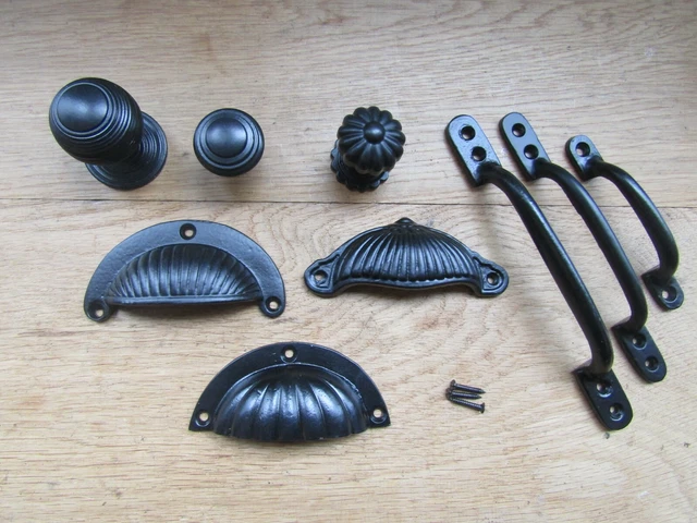 CAST IRON Kitchen cabinet cupboard drawer knob pull handles rustic vintage retro