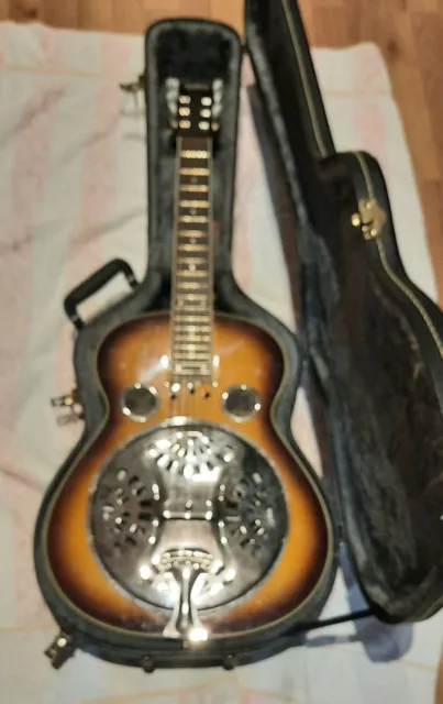 Austin Square Neck Resonator Guitar TKL Hard Case + Picks Bar Books Etc