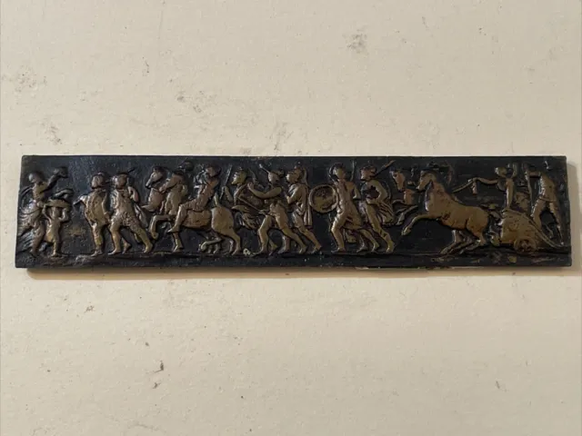 Small Antique French Brass/Bronze Mythological Relief Frieze Plaque Clock Depart