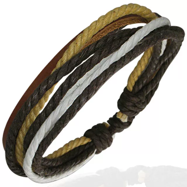 Zense - Bracelet homme en cuir et cordes multicolore ZB0036