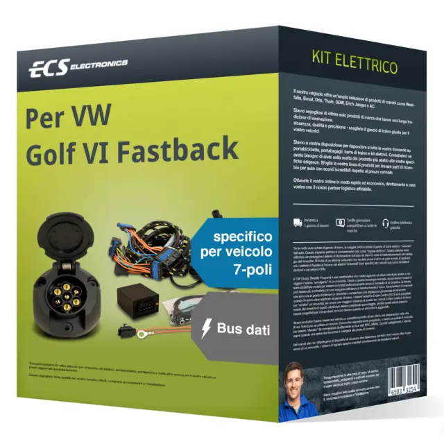 Kit elettrico specifico 7 poli adatto per VW Golf VI Fastback 08- ECS Nuovo