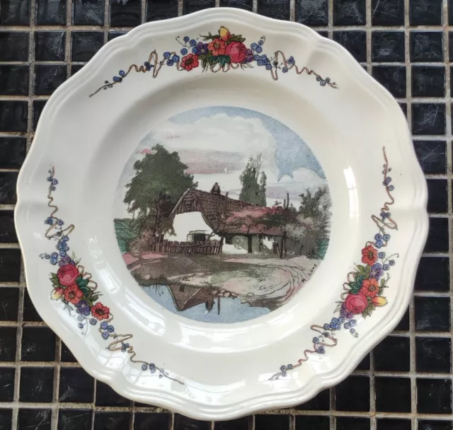 Ancienne Assiette Plate Alsace Obernai Faïencerie Sarreguemines France H.Loux