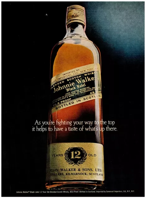 Johnnie Walker Black Scotch Whisky Vintage Print Advertisement 1980