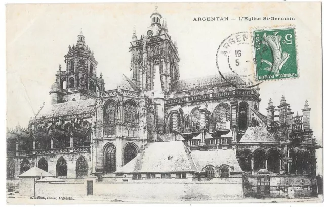 ARGENTAN 61 St-Germain Church CPA written to Mrs. Melanie Jacot de Paris circa 1910
