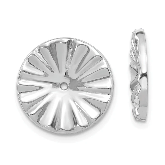 14K White Gold Fancy Earring Jackets Ear Jewelry 14mm x 14mm