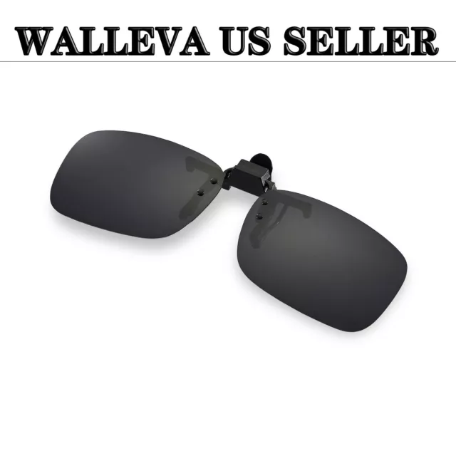 New Walleva Polarized Black Clip-on Flip-up Sunglasses Lenses