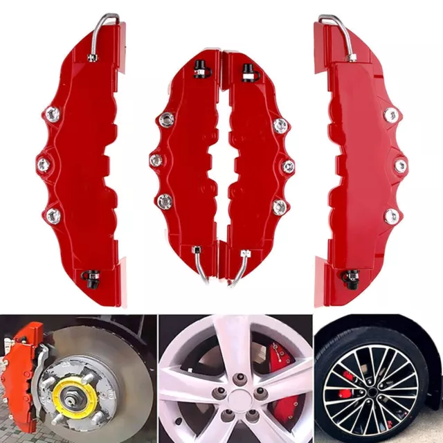 4Pcs/Set 3D Style Car Universal Disc Brake Caliper Covers Front & Rear Kits DE