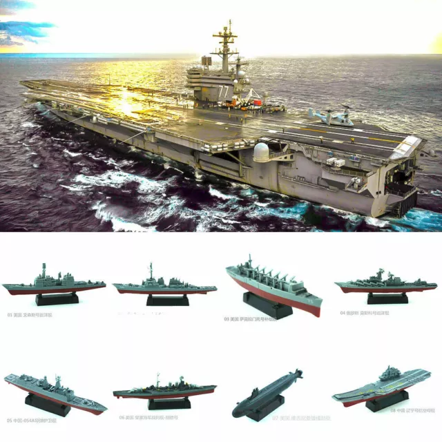 8pcs Assembl Battleship Warship Model Modern Class Aircraft Carrier Military Toy