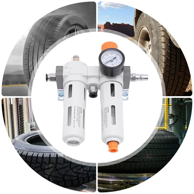 AIR PRESSOR OIL Water Separator Regulator Pressure Gauge f/ Tire