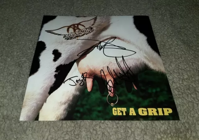 AEROSMITH TOM HAMILTON JOEY KRAMER +1 Signed GET A GRIP 12X12 PHOTO