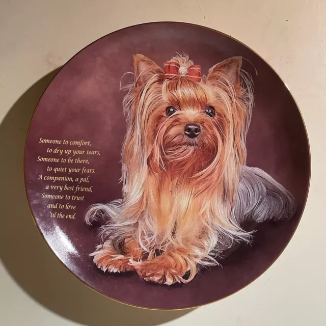 Danbury Mint Cherished Yorkies Someone to comfort 8"Collectible Plate