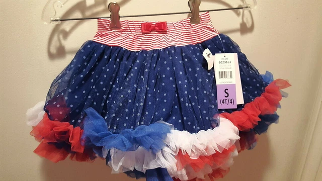 Jona Michelle Girls Mini Skirt Tutu? Size 4T/4 USA Patriotic July 4th Flag CUTE!