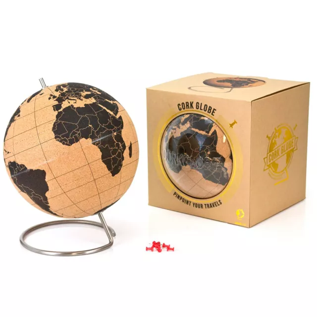 Suck UK Large Cork Globe Push Pin Educational World MAP Adventure Memory Display