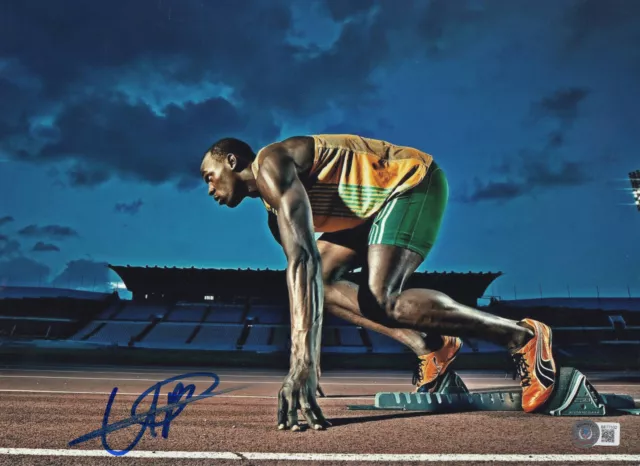 Jamaica Usain Bolt Signed Auto Olympics 11X14 Photo Authentic Beckett Bas Coa