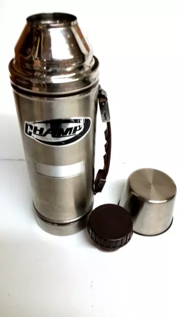 Champ Hot-Cold Stainless Steel Thermos 32 oz by Hanbaek 13 Tall Vintage  T1132