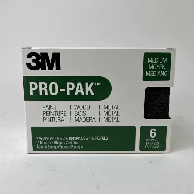 6-Pack 3M Drywall Sanding Sponge 2-5/8 In. x 3-3/4 In. x 1 In. Medium Grit - NEW