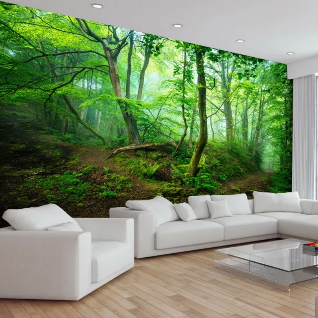 Tree Forest Trail Nature Plants Green Jungle Wallpaper Mural Photo Room Poster