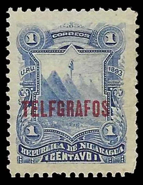 1893 NICARAGUA Stamp - Red Overprint "Telegrafos", 1c C21