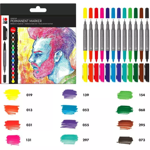 MARABU Permanent Alcohol Ink Twin Tip Markers Brush Pens Set Manga Art Craft Kit