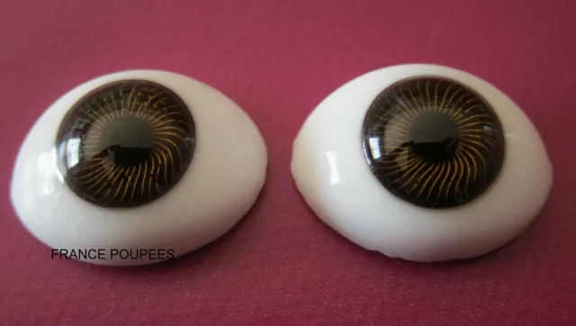 yeux marron 20mm en verre ovales Jumeau®-poupée ancienne/moderne-doll glass eyes