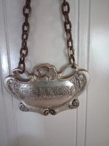 Vintage Silver Plated Brandy Bottle Decanter Label Italy