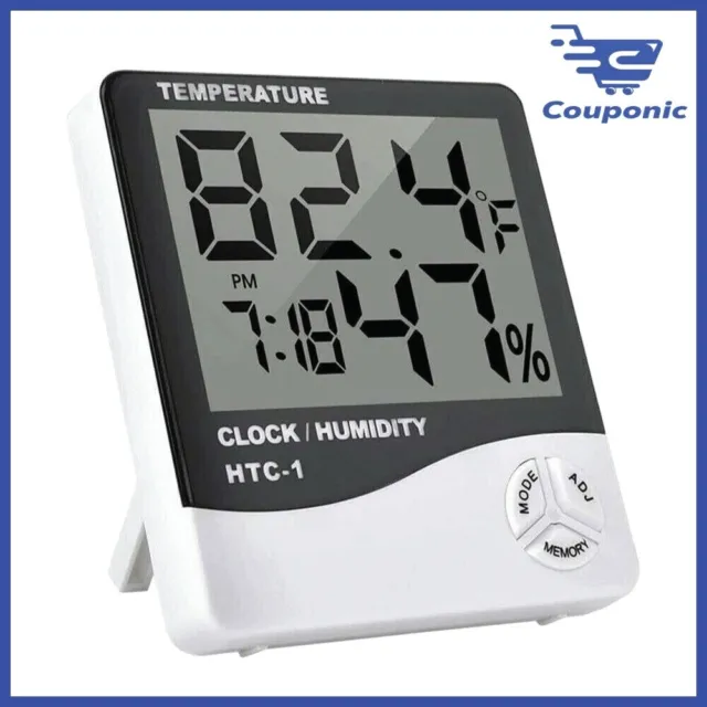 THERMOMETER INDOOR Digital LCD Hygrometer Temperature Humidity Meter Alarm Clock