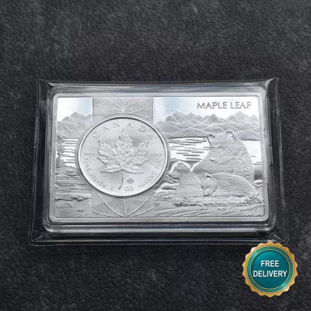 Maple Leaf Ahornblatt Kanada 2023 1OZ Silver Silber in 3OZ Bar Barren NEW 5000st