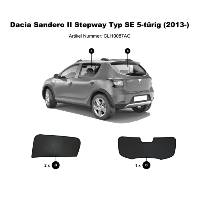 ClimAir Sonniboy Dacia Sandero 2 Stepway 2 SD dal 2013 protezione solare reti dischi