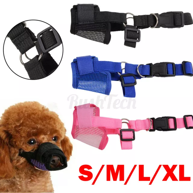 Adjustable Dog Muzzle Mouth Cover Mesh Mask NoBarking Anti Bite Chewing Pet Cat