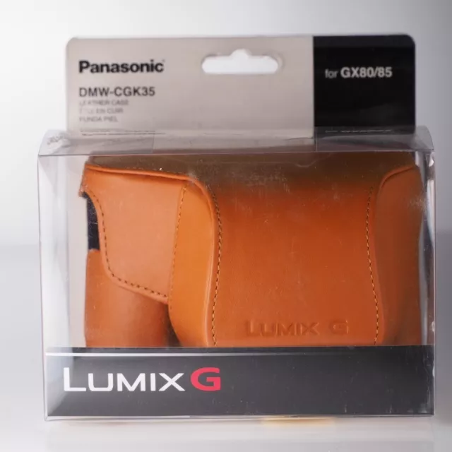 Panasonic DMW-CGK35 Tan Leather Half Case For Lumix GX80 Mirrorless Camera.
