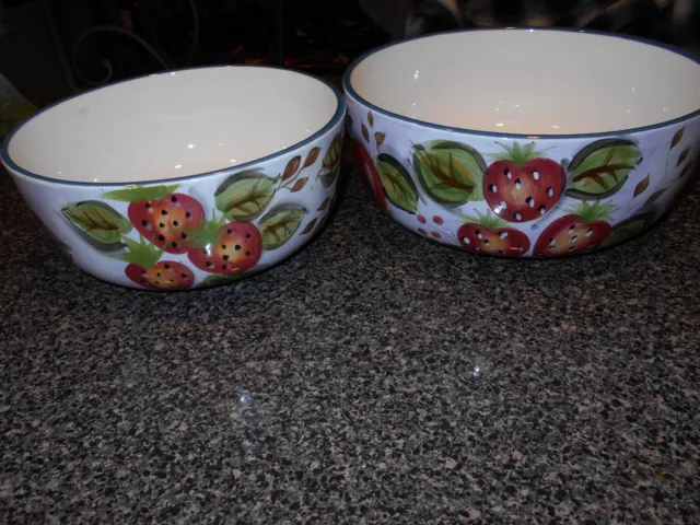 Heritage Mint Black Forest Fruits Set of 2 Nesting Mixing Bowls 8 7/8" & 10 1/8" 2