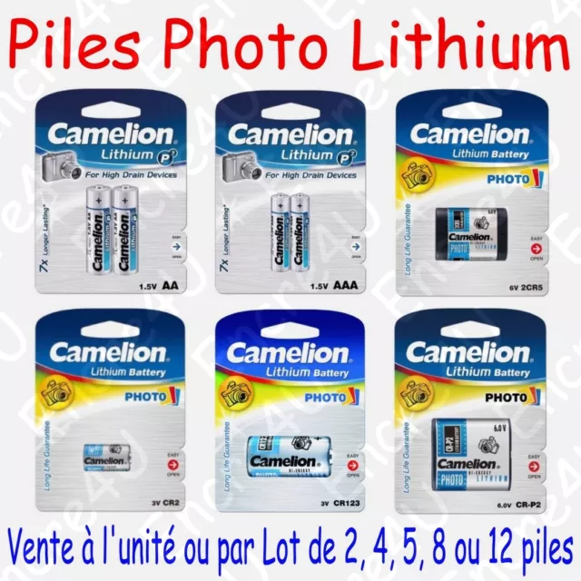 Piles Photo Lithium : AA AAA CR123 2CR5 CR-P2 CR2 ( Vente à l'unité ou par lot )