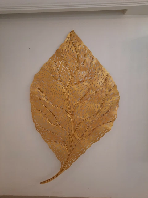 Metal Golden Solid Leaf Big Huge Living Room Mural Home Art Deco Wall Hanging
