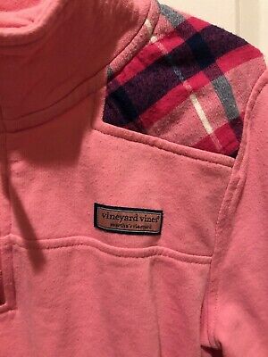 Girls Vineyard Vines 1/4 zip Bubblegum pink sweatshirt size L(14) EUC