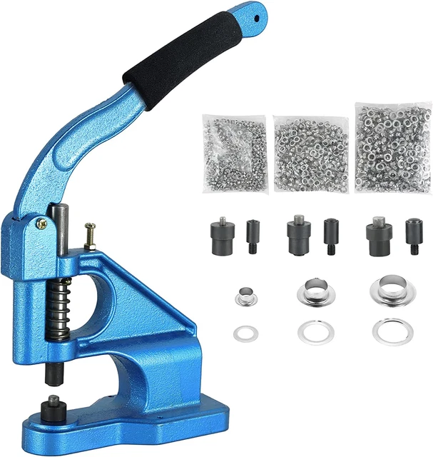 Hand Press Grommet Machine Craft/Industrial Use Heavy Duty with 1500 Grommets Ey
